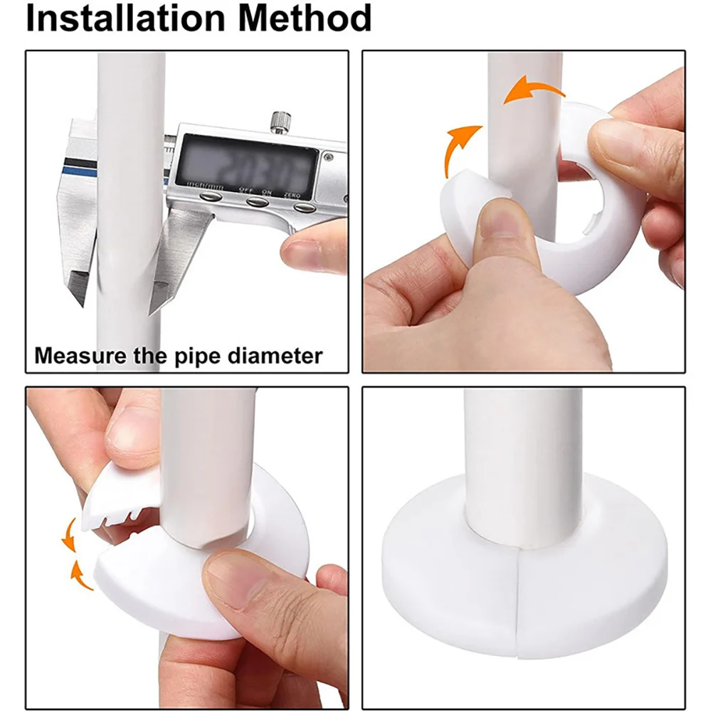 

12Pcs PVC Cover Accessory Round Pipeline Cover for Wall Hole Hideaway Radiator Drain Line Decoration Installation Kit