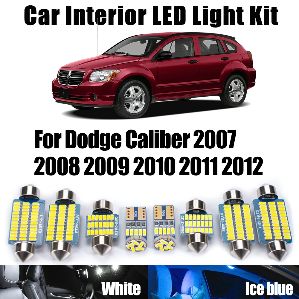 

10Pcs LED Interior Map Dome Trunk License Plate Light Kit For Dodge Caliber 2007- 2011 2012 Canbus Car Ceiling Bulbs Accessories