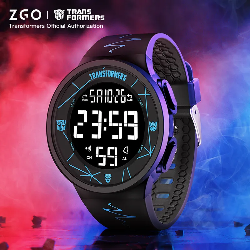 Электронные цифровые часы Zgo Transformers для мужчин, многофункциональные спортивные светящиеся водонепроницаемые умные часы, подарок для мальчика 8553