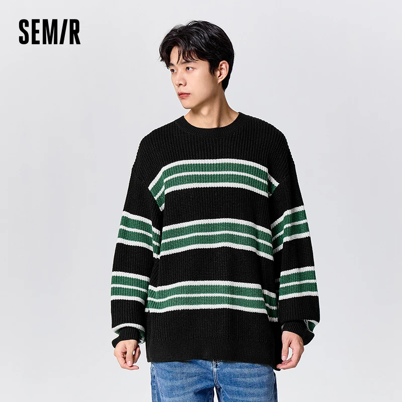 

Semir Pullover Sweater Men 2024 New Winter Trendy Stripes Oversize Knitted Top