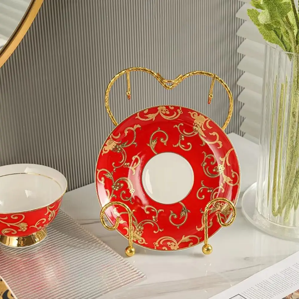 Metal Cup and Saucer Display Stand Decorative Storage Organizer Coffee Cup Holder Kitchen Cup Organizer Home Kitchen