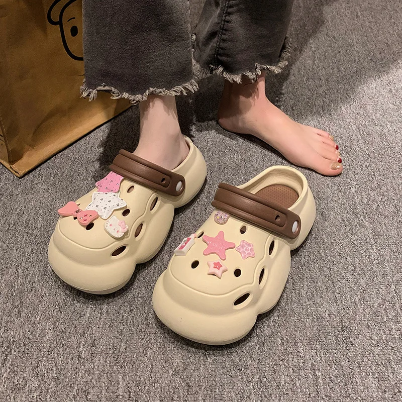 

Summer New Women Star Pattern Slip On Soft Sole Comfortable Thick Bottom Casual Home Outdoor Sandals