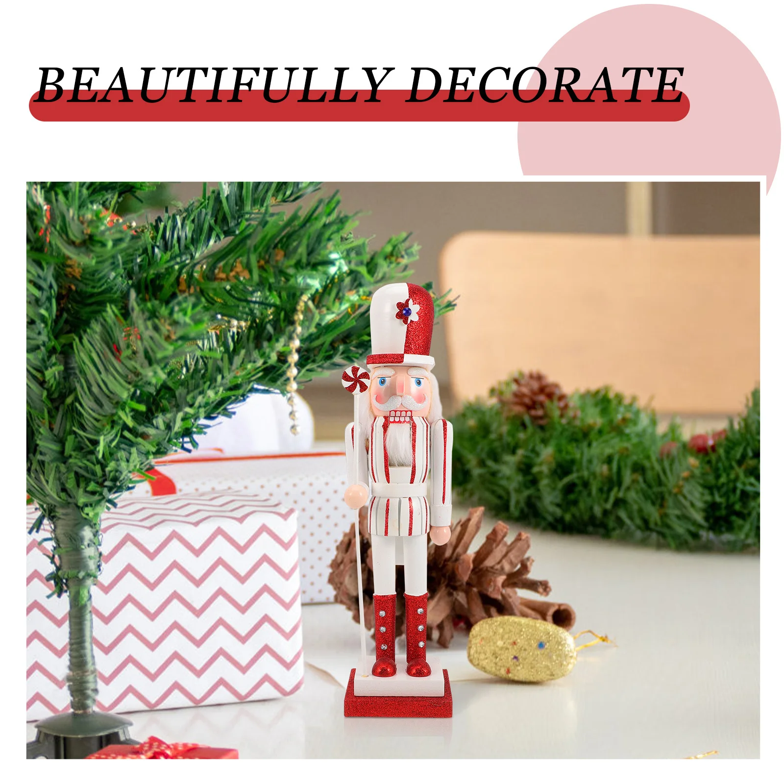 

Wooden Christmas Nutcracker Decoration Flat Anti-Skid Bottom Xmas Film Photo Prop Xmas Holiday Tabletop Decorative Nutcrackers