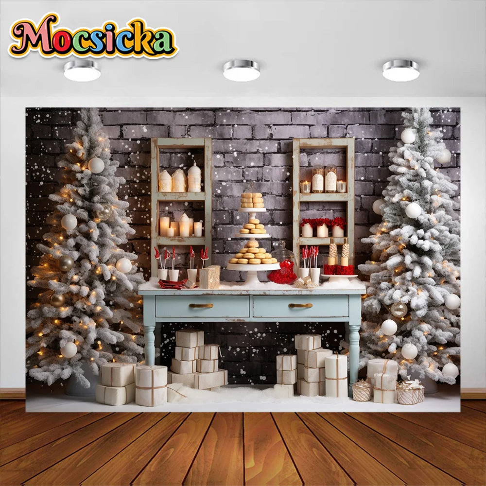 모시카 크리스마스 거실 배경, 어린이 성인 사진 소품, 아기 웨딩 하우스 성 배경 배너 소품