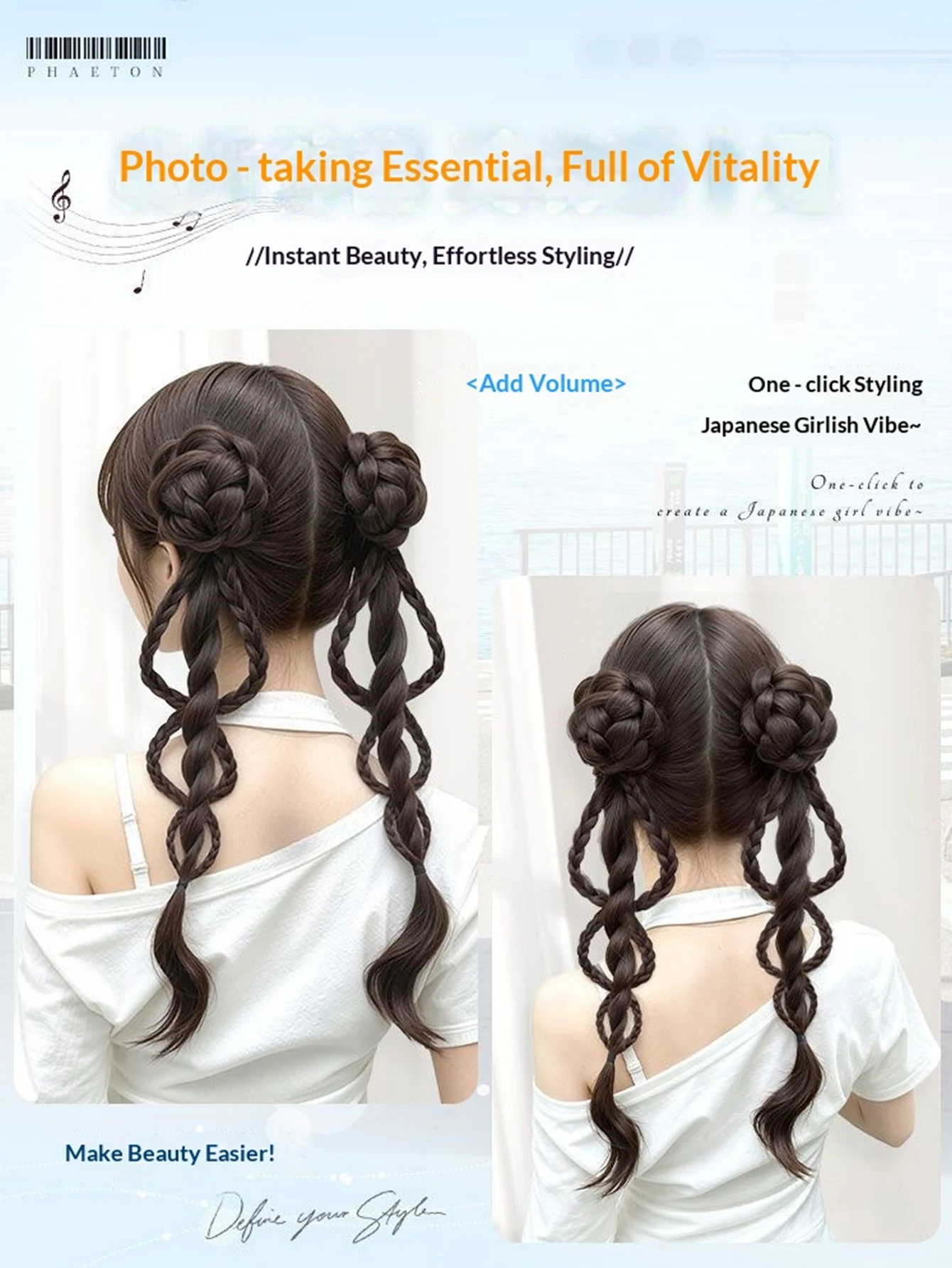 1Pcs Synthetic Grab Clip Hair Bun Ponytail Braid Simulated Braided Hair Accessory Suitable for Women's Daily Party Wear