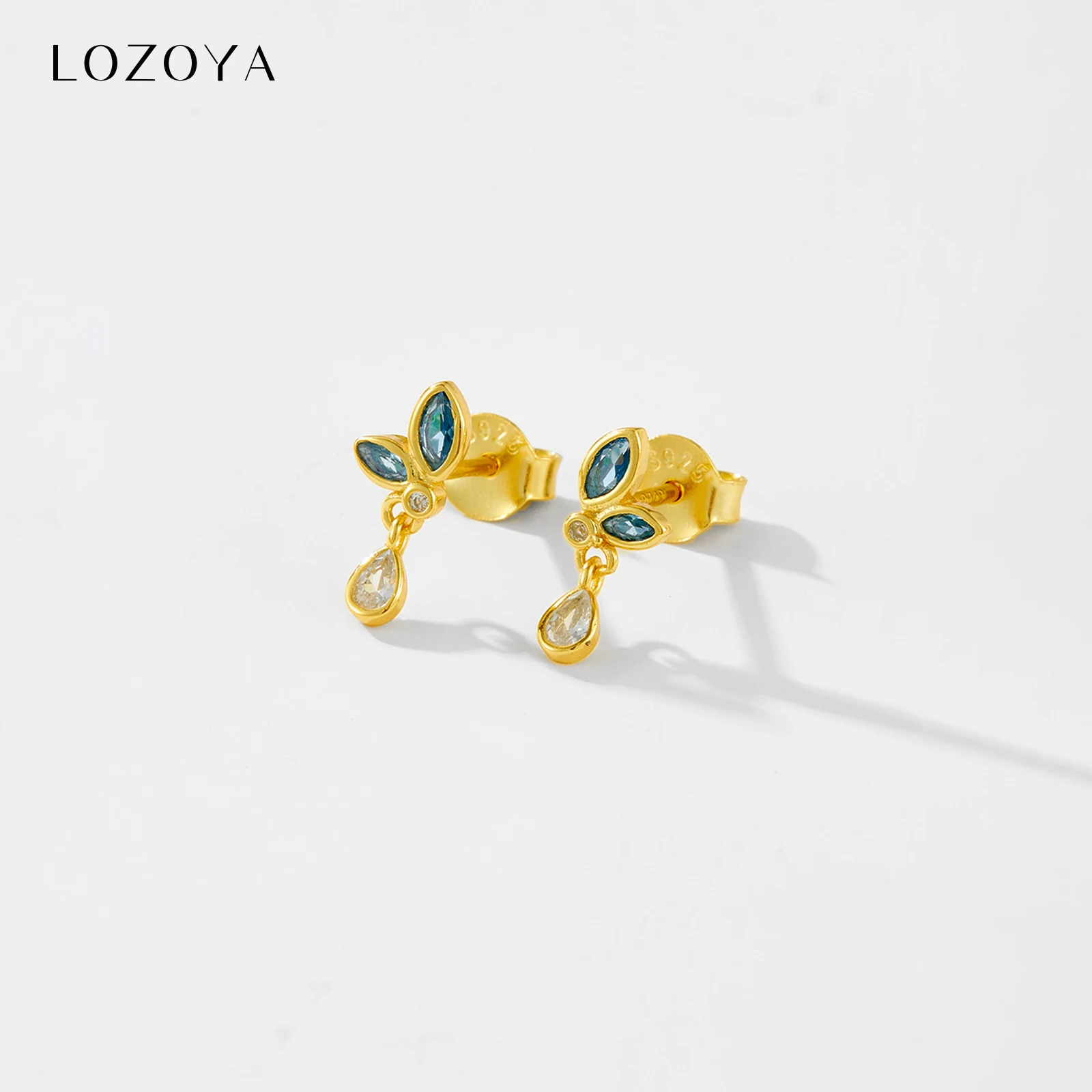 

LOZOYA Women 925 Sterling Silver Irregular Light Blue Zircon Stud Earring 2024 New Fashion Fine Anniversary Wedding Gift Jewelry