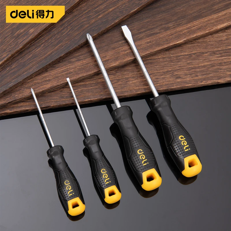 Deli Electrician\'s Repair Hand Tools 2/4/6/8PCS SLOTTED/Phillips Screwdriver Set Multifunction Household Magnetic Screw Driver