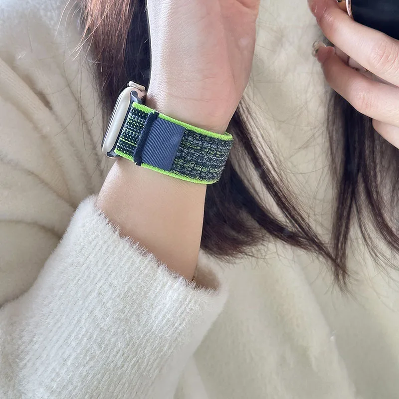 애플워치용 스포츠 루프 스트랩 1~2개, 44mm 42mm 45mm 40mm 46mm 41mm 나일론 밴드, iWatch 시리즈 10 9 8 7 울트라 2 SE 호환