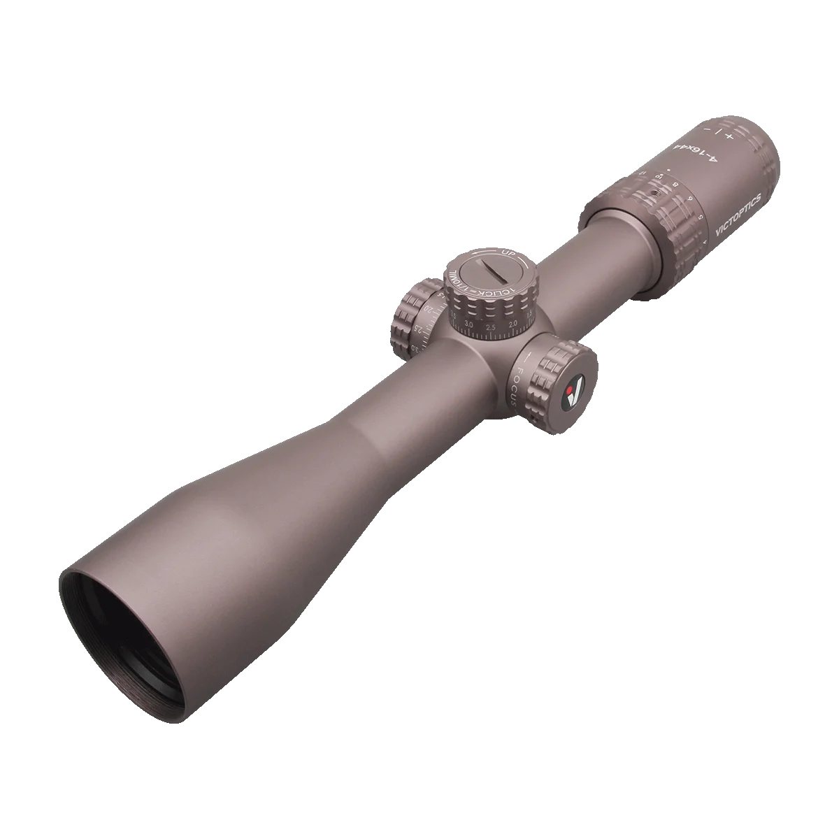 VictOptics-mira telescópica S4 4-16x44 SFP Coyote FDE, retícula de patente de diseño personalizado, exclusiva para pistolas de aire y armas de fuego, compatible con AR 15