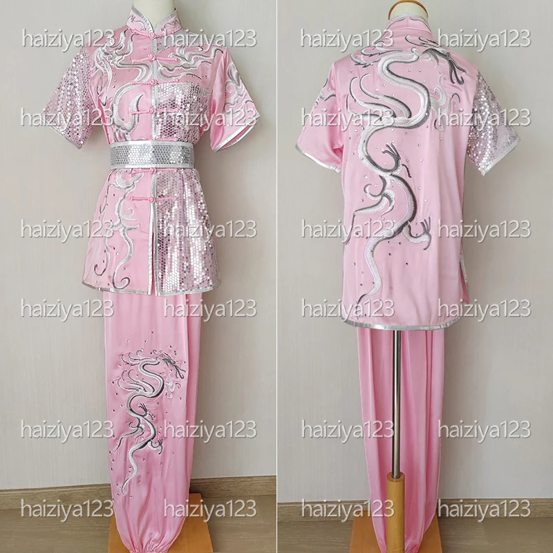 

Embroidered dragon Wushu uniform Kungfu clothes Martial arts suit Changquan garment for male female girl boy kids adults unisex