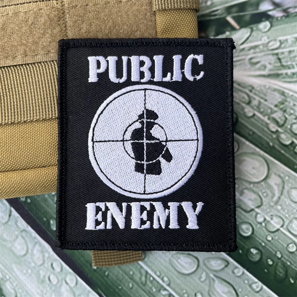 Public Enemy Logo Band Group Rapper Hip-Hop Music Morale Tactical Patches Military Badge Armband Backpack Embroidery Sticker