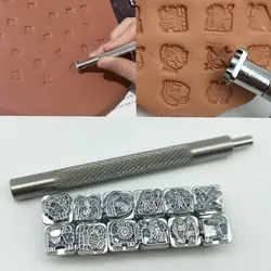 12pcs/lot Pottery Frottage Stamp Alloy Seal Stamp Embossing Print Pattern Tools with Handle Plant Tanned Leather Printing Tools