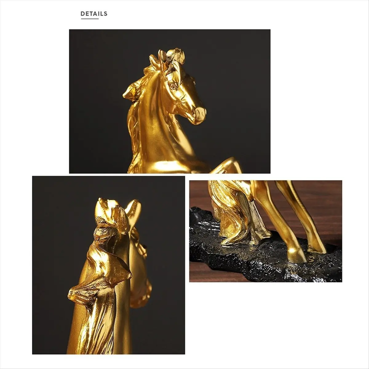 (ABLP) Figuras de Caballo de Resina para Botellas de Vino, Soporte para Botellas, Decoración, Accesorio de Colección, Artículo Decorativo para el Hogar, Dorado