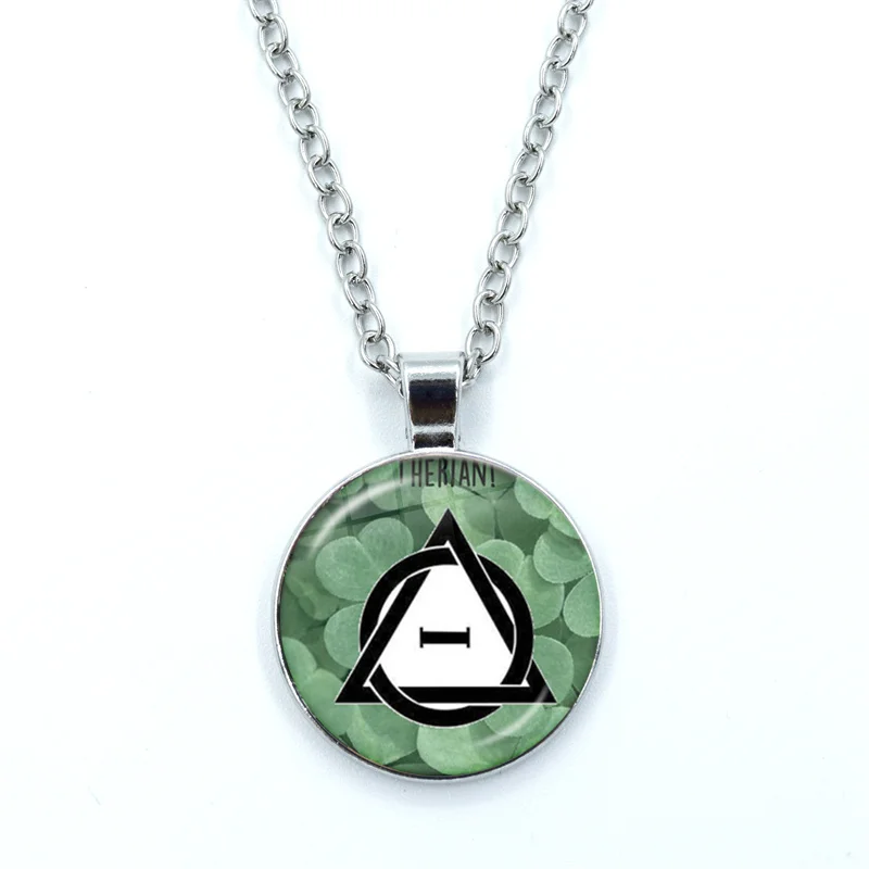 Theta-Delta Therian Sign Fox Cat Cartoon Glass Dome Cabochon Pendant Fashion Crystal Jewelry