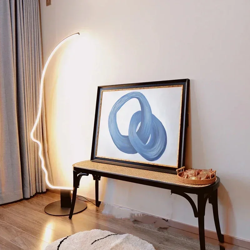 Nordic Minimalist Floor Lamp Creativity Human Face Led RGB Living Room Bedroom Home Decor Bedside Corner Standing Ambient Lights