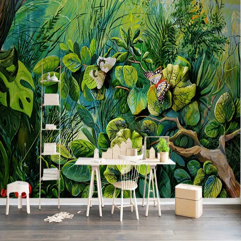 Custom Forest Flower Butterfly 3D Papel De ParedeWallpaper Large Mural Painting Wall Covering Living Room Bedroom TV Background