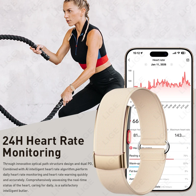 LIGE 2026 Men Health Smart Bracelet Heart Rate Blood Oxygen Sleep Monitor Sports Fitness Tracker Alarm Clock Women Smart Watches