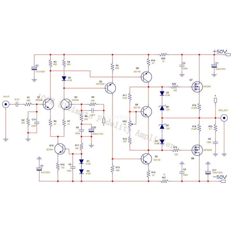 Nvarcher IRFP240 IRFP9240 MOS Class AB 100W Field Effect Tube Amplifier Board