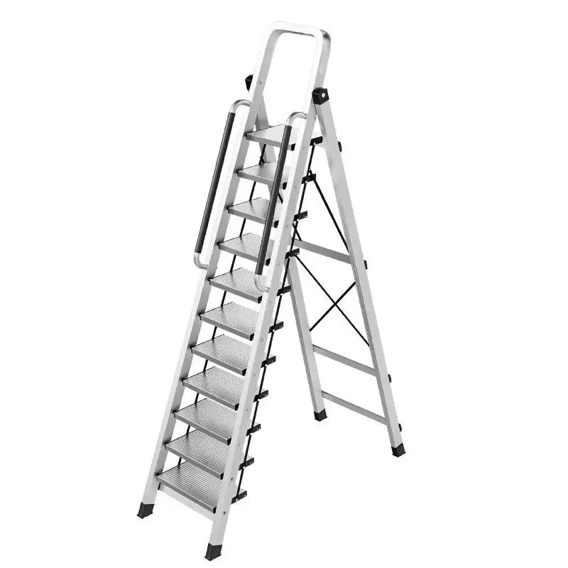 Échelle pliante télescopique multifonctionnelle en alliage d'aluminium épaissi échelle à chevrons intérieure onze marches pour monter