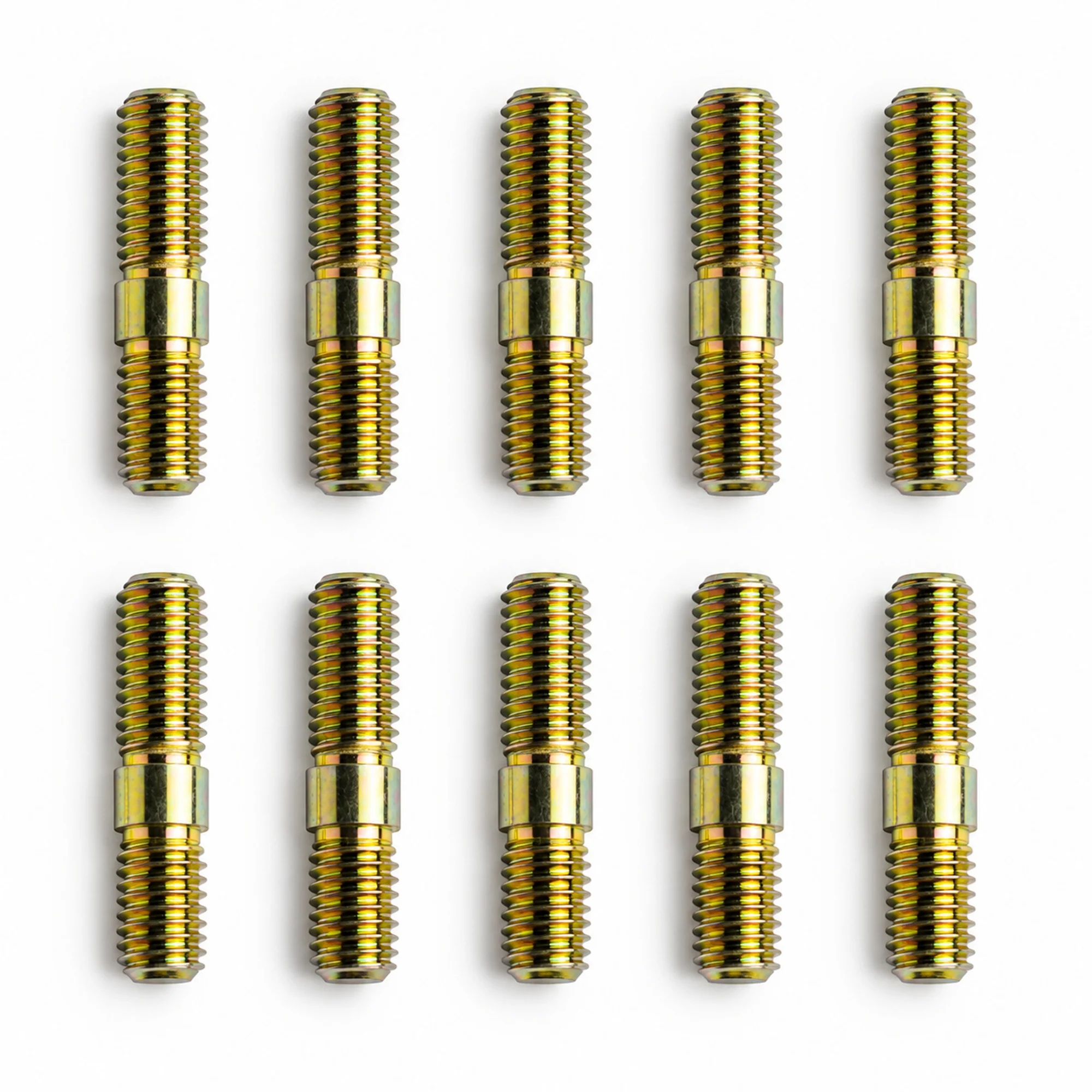 10pcs Go Kart Double Ended Threaded Stud Joint Pins with Integral Hex Center Yellow Gold Finish