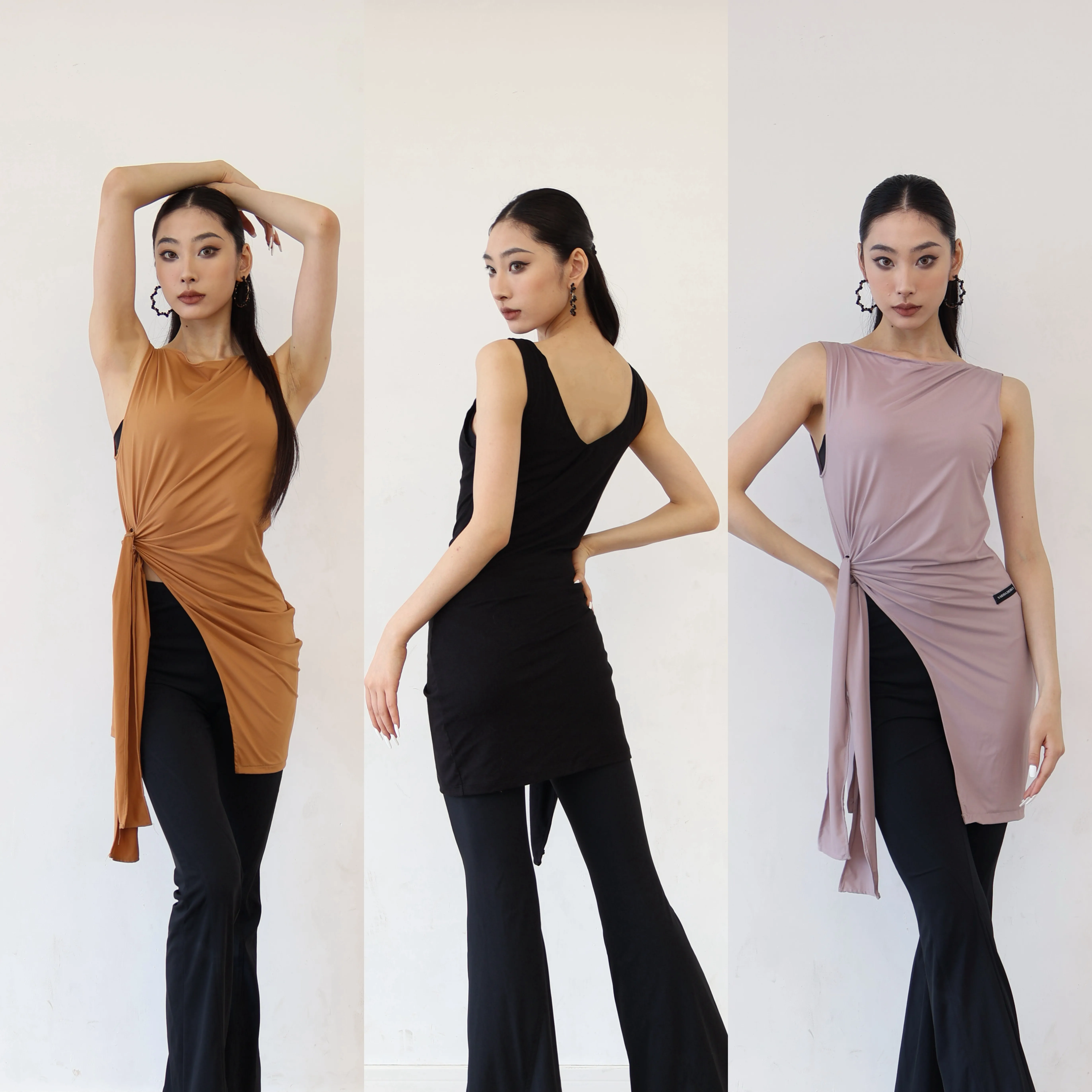 

2026 Latin Dance Tops Summer Sleeveless Slit Irregular Vest Adult Rumba Ballroom Dance Practice Clothes Training Dancewear