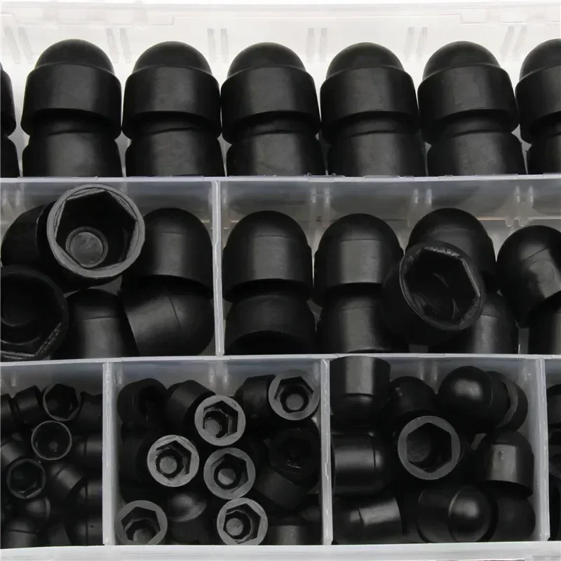 145pcs Nylon Nut Caps Kit - M4/M5/M6/M8/M10/M12 Hex Dome Covers for Screws Bolts Protective Caps