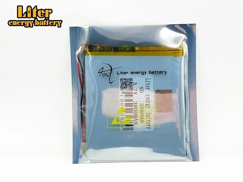 Baterias de lítio polímero 3.7v, 3.7v li-po, bateria recarregável 398088 3800mah para tablet pc dvd pda mid ipad
