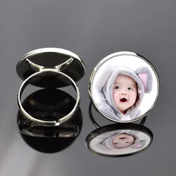 Custom Photo Finger Ring Personalized Baby Family Pet Picture Glass Cabochon Ring Memory Gift