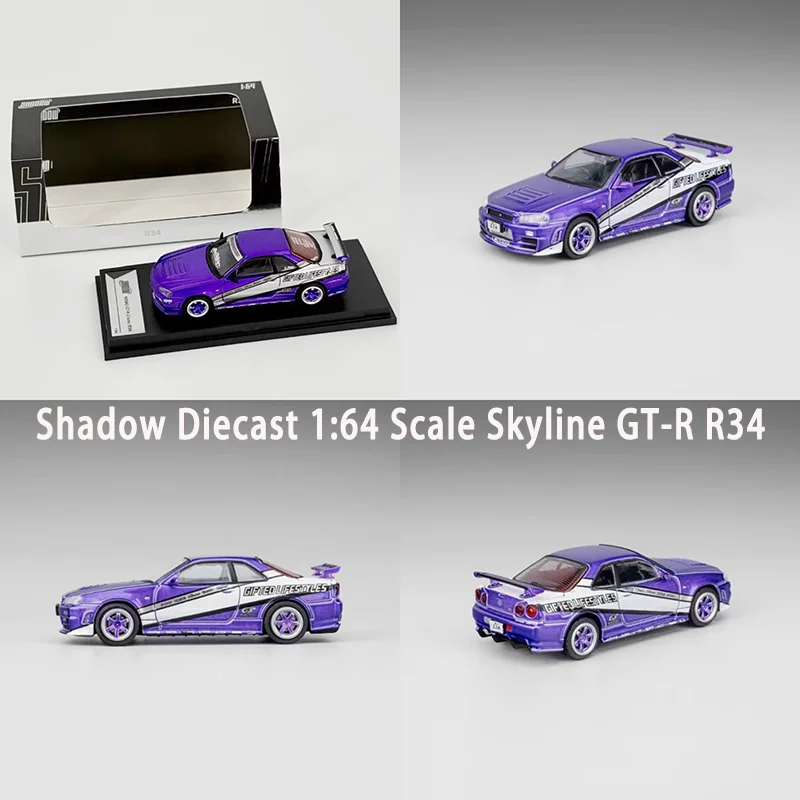 

Shadow Diecast 1:64 Scale Skyline GT-R R34 Alloy Car Model Finished Simulation Collection Decoration Boy Gift Static Display