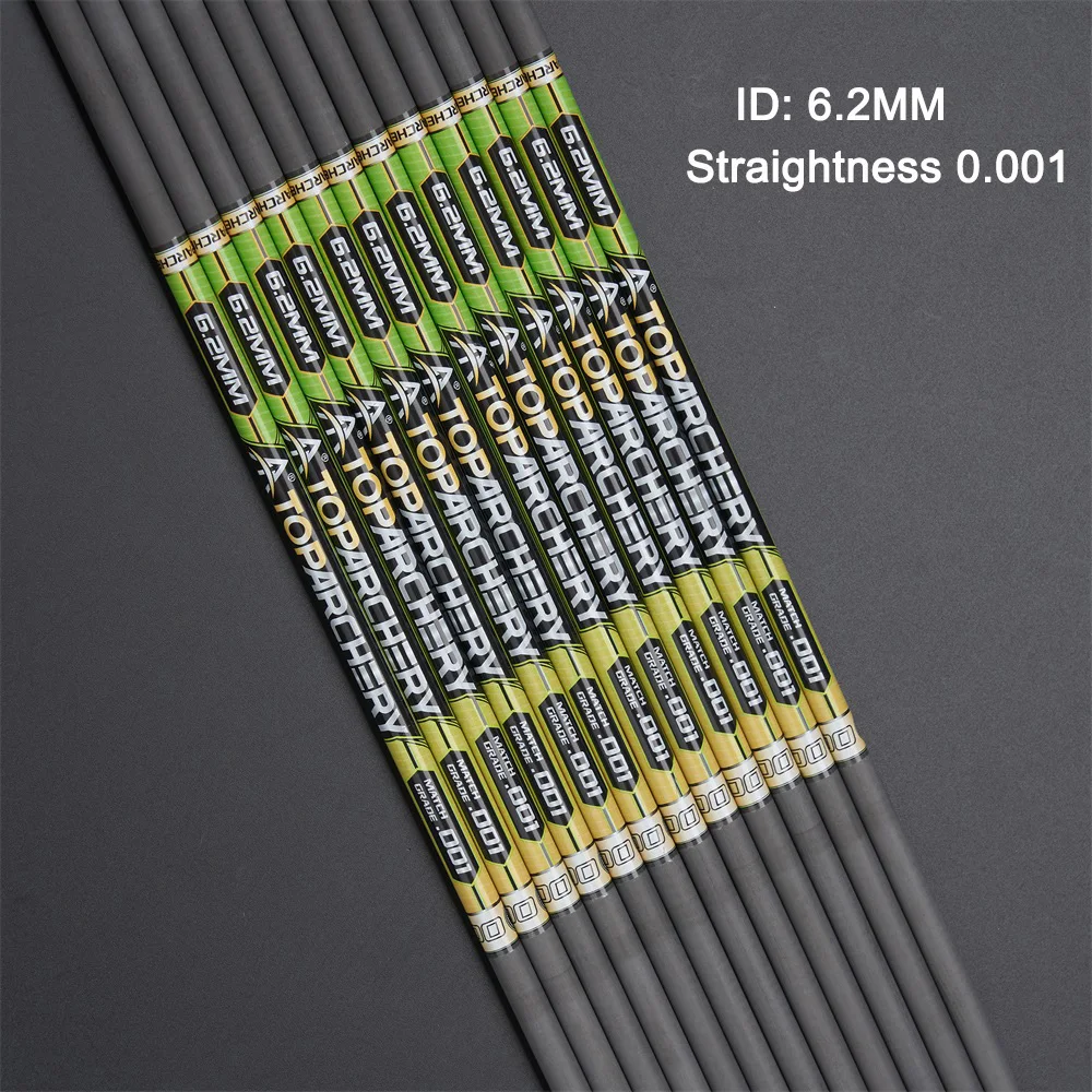 Image of 12 Stück ID 6,2 mm 100 % reiner Kohlenstoff Pfeilschaft Spine 300–600 Geradheit 0,001 für Bogen Bogenschießen Jagdschießen