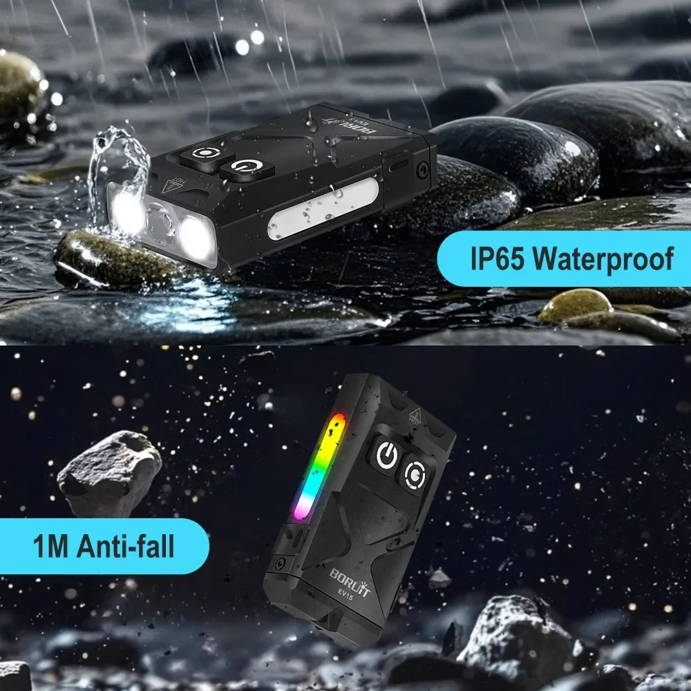 BORUiT EV15 UV LED EDC Flashlight 1000LM Type-C Rechargeable Work Light Torch with Magnet Clip Waterproof Camping Pocket Lantern image 6