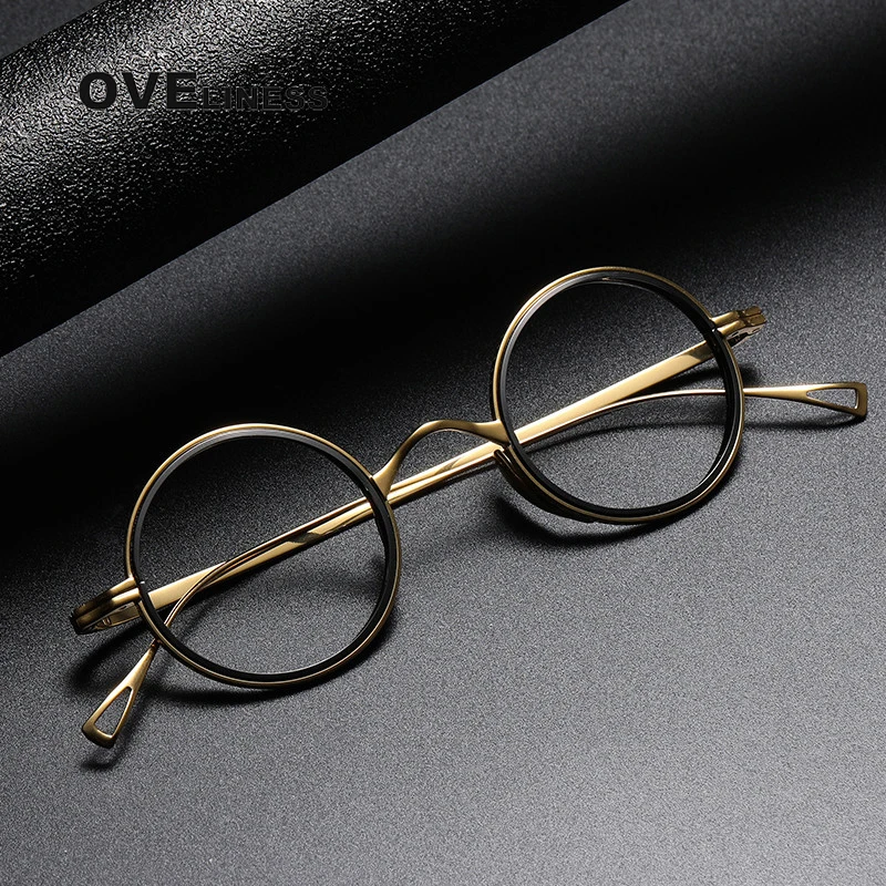 Acetate Titanium Glasses Frame Men women Vintage Round Prescription myopia Eyeglasses frames Optical Spectacles Korean Eyewear