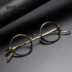 Acetat Titan Brille Rahmen Männer frauen Vintage Runde Rezept myopie Brillen rahmen Optische Brillen Koreanische Brillen