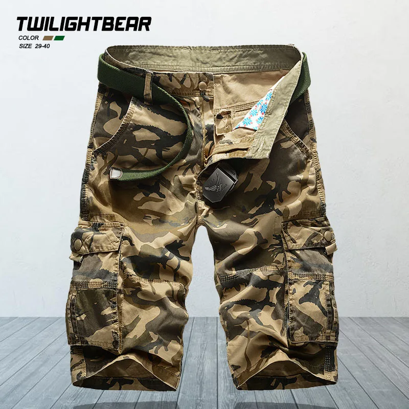 

Summer Men's Cargo Shorts Multi Pocket 100% Cotton Beach Shorts Men Clothing Camouflage Casual Shorts Tooling Shorts A5F1606