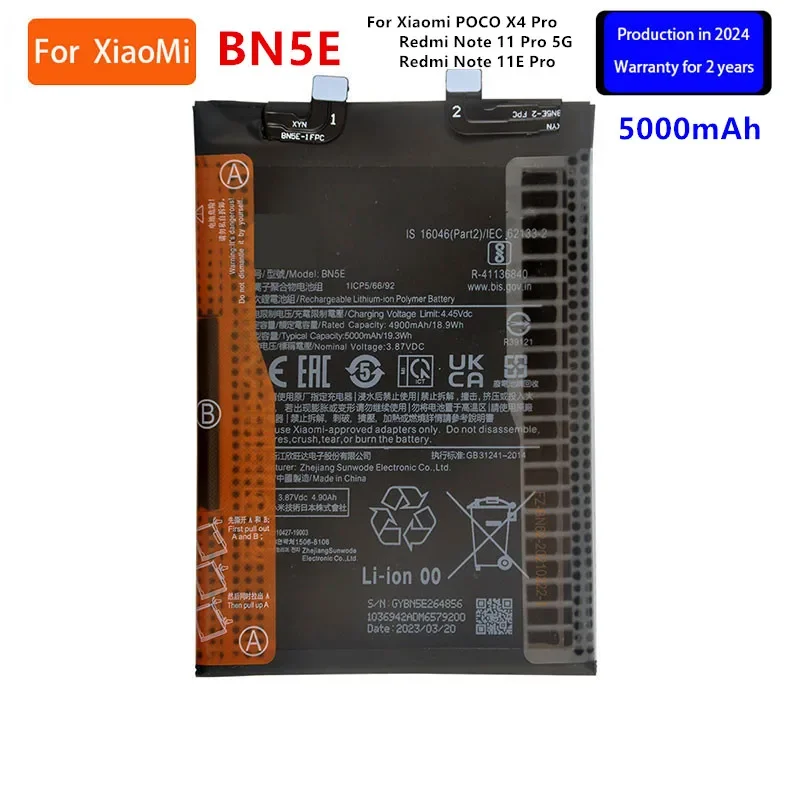 

Brand New BN5E 5000mAh For Xiaomi Redmi Note 11 Pro 5G/ 11EPro /POCO X4 PRO Phone Replacement Batteries