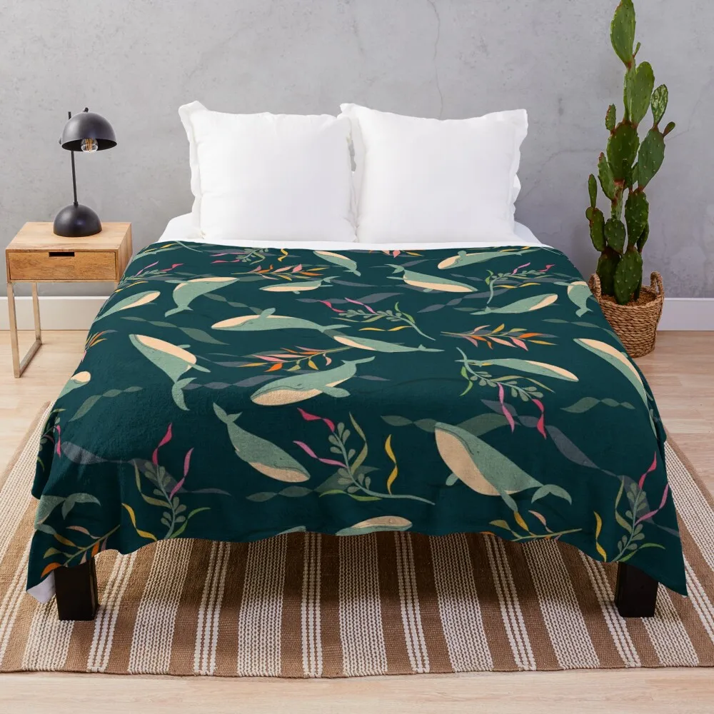 

Whale Dreaming Swimming in the Oceans Throw Blanket Loose Blanket sofa bed Retro Blankets Blanket Sofa