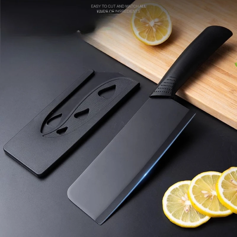 

Household Sharp Meat Cutter Kitchen Knife 7-inch Stainless Steel Fruit Knife with Sheath Black Fixed Blade Plastic Handle Knife