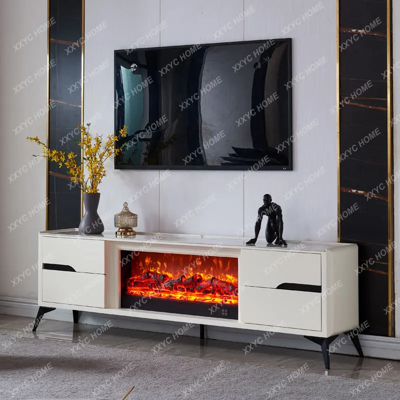 L2 meters white fireplace TV cabinet solid wood simulated fire decoration cabinet villa slate fireplace heating