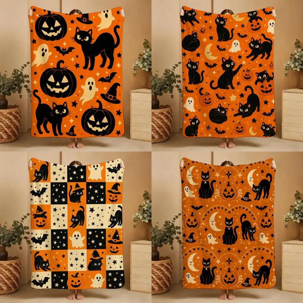 Cozy Halloween Throw Ultra-Comfortable Flannel Plush Throw Blanket—Suitable for Bed, Sofa, Bedroom, Living Room, and Travel