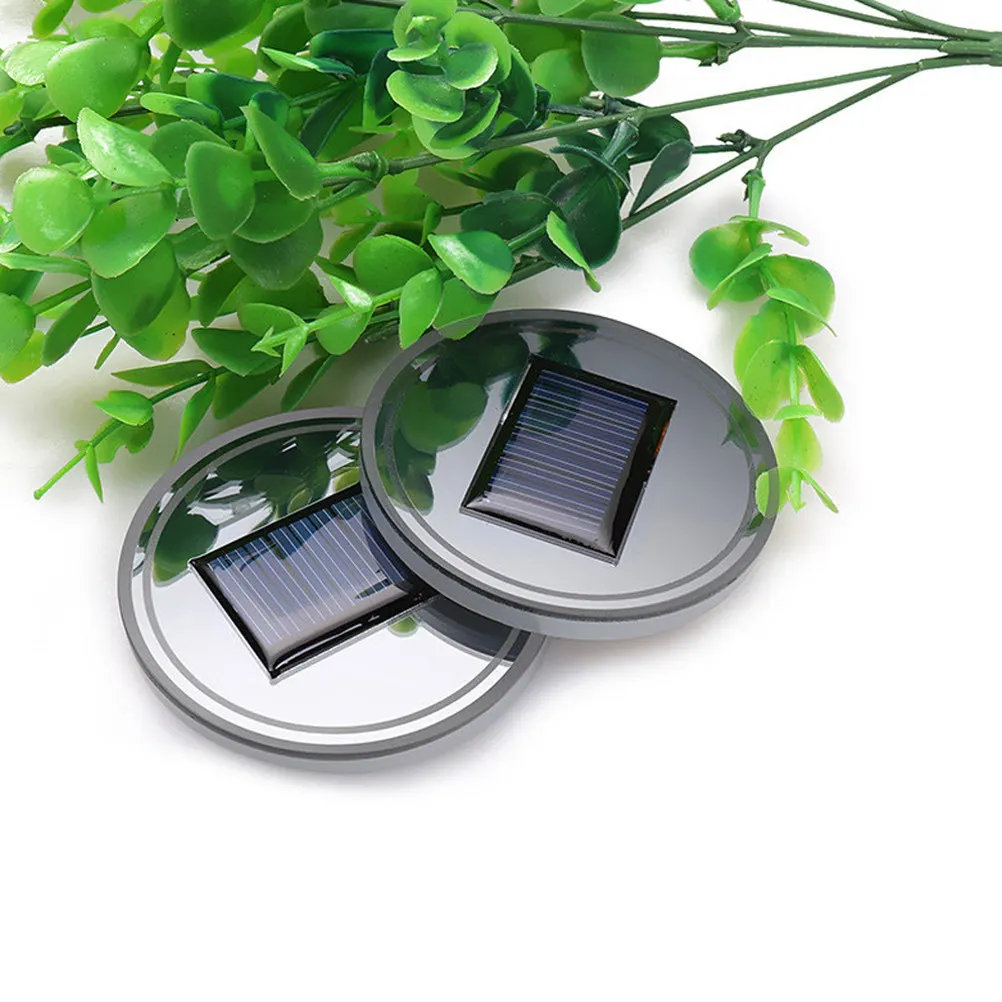 Solar LED Cup Mat Acrylic Waterproof Heat Resistant Anti Scratch Car Cup Holder Coaster with Light Sensor Night Glow for Vehicle