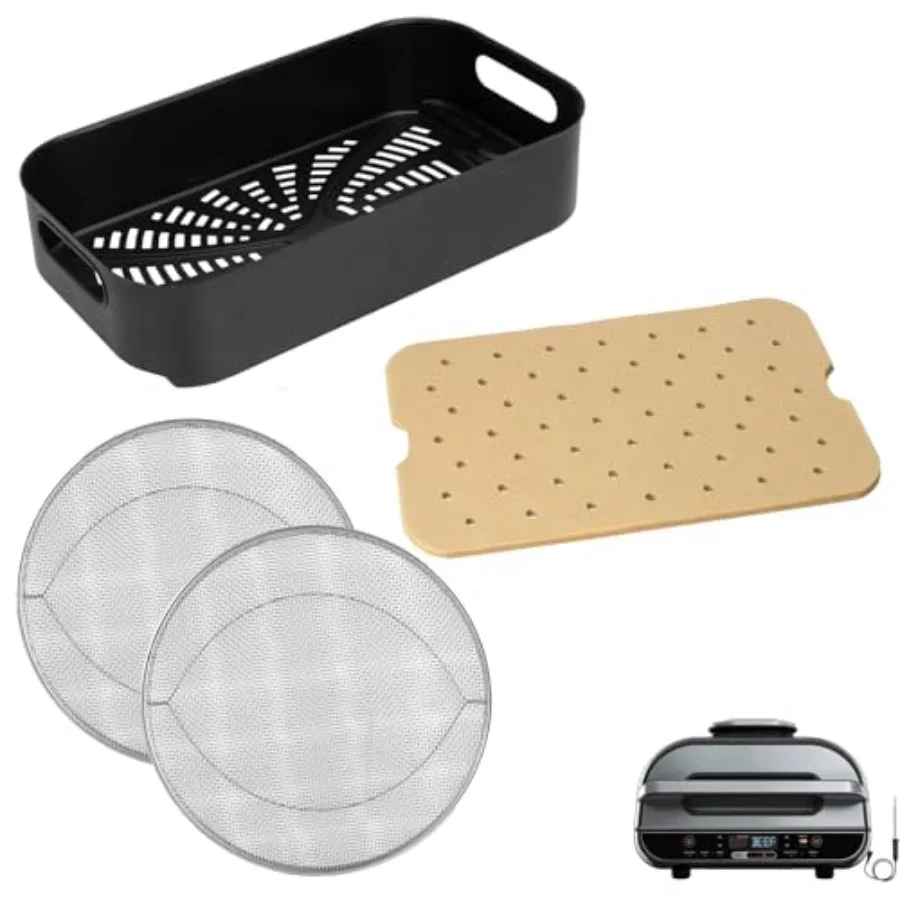 

Foodi Air Frying Combo Crisper Basket and Splatter Shield for Ninja FG551 Smart Indoor Grill Kitwith Disposable Perforated Pape