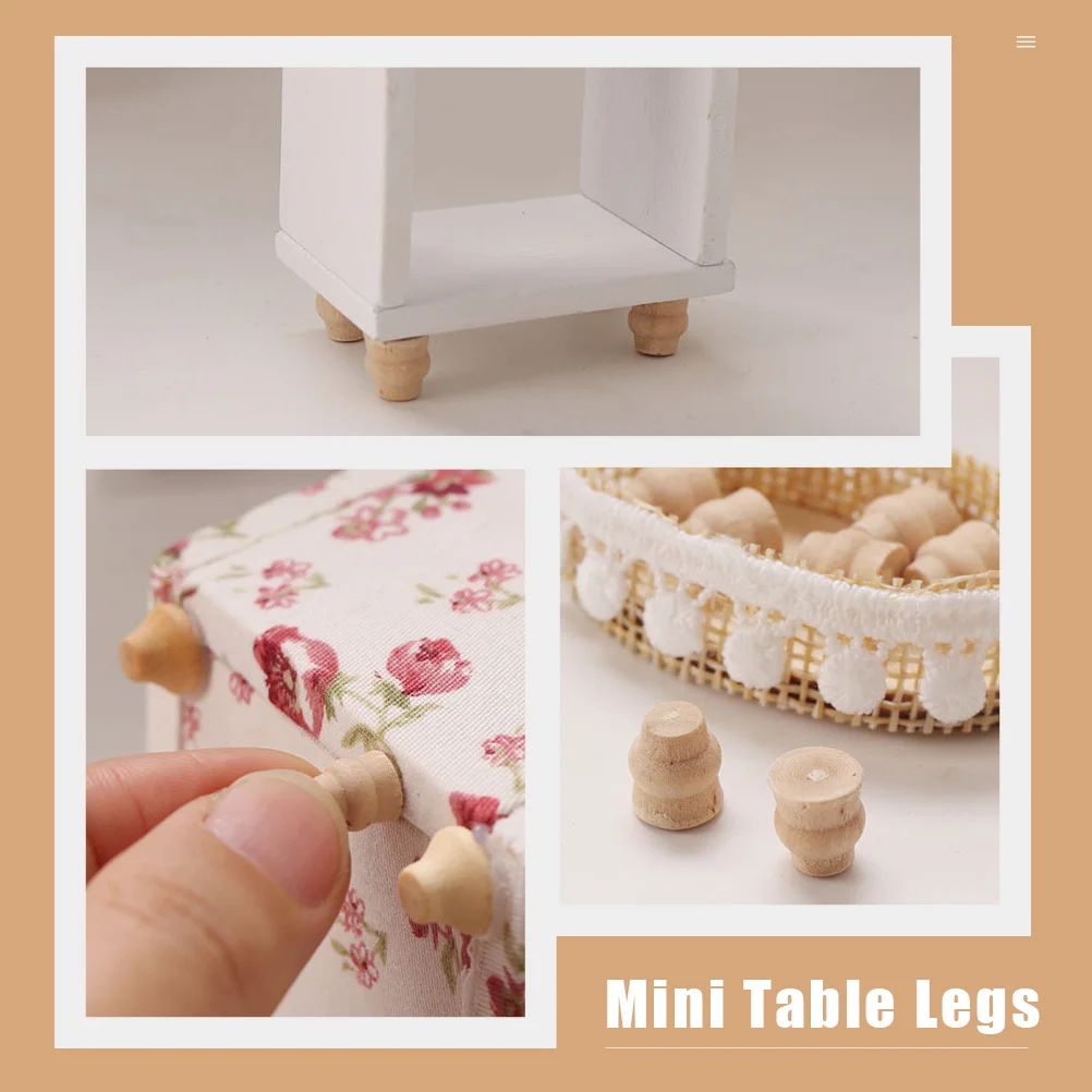 12 Pcs Miniature Table Legs Wooden Chair Kids Toys Children’s Furniture House DIY Props Feet Room for Replacement