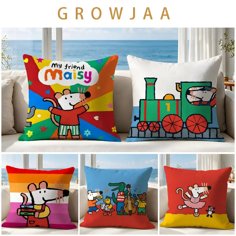 Character Maisy Mouse Cushion Cover Throw Pillow Short Plush Fresh Natural Cushion for Living Room Sofa Ornament Present Gift