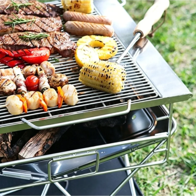 Stainless Steel Camping Cooking Stove Travel Picnic Tourism Charcoal Barbecue Grill Survival Outdoor Kitchen Camping Supplies