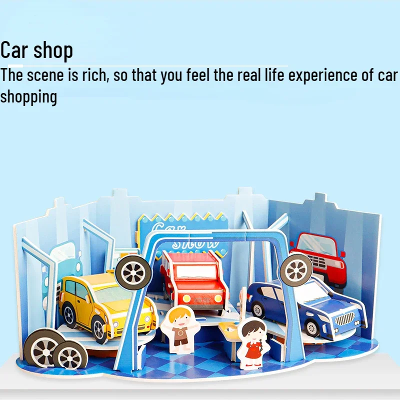 Children\'s Puzzle 3D Paper Model Assembling Educational Toys 5-7 Year Old Girls Handmade Cartoon House Puzzles for Kids