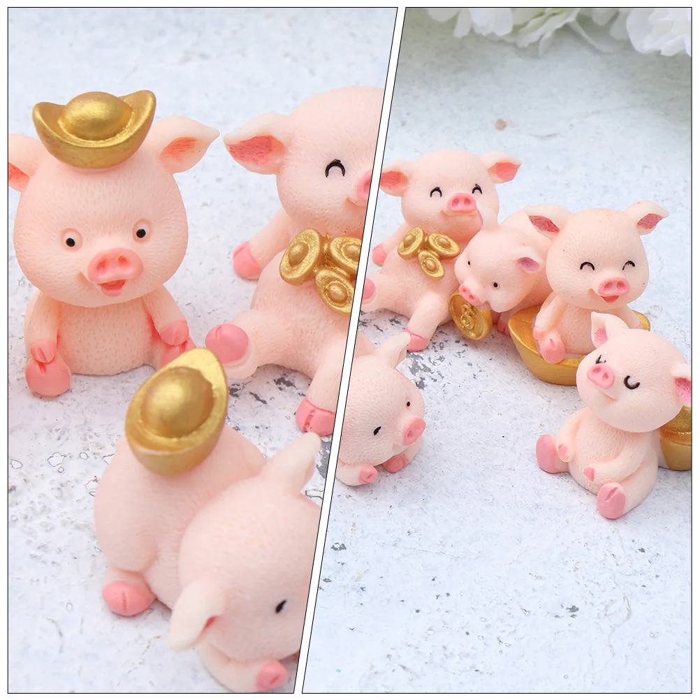 

16 Pcs Mini Pig naments Car Decor Resin Craft Reusable Adornment Desk Home Fairy Garden Decoration Lightweight