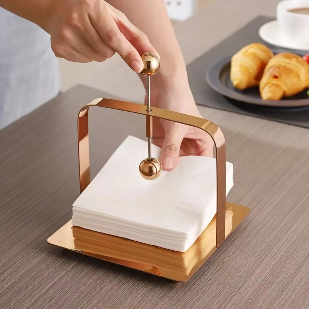 Stainless Steel Tissue Napkin Holder Restaurant Party Decor Creative Napkin Press Holder Multi-scene Non-slip