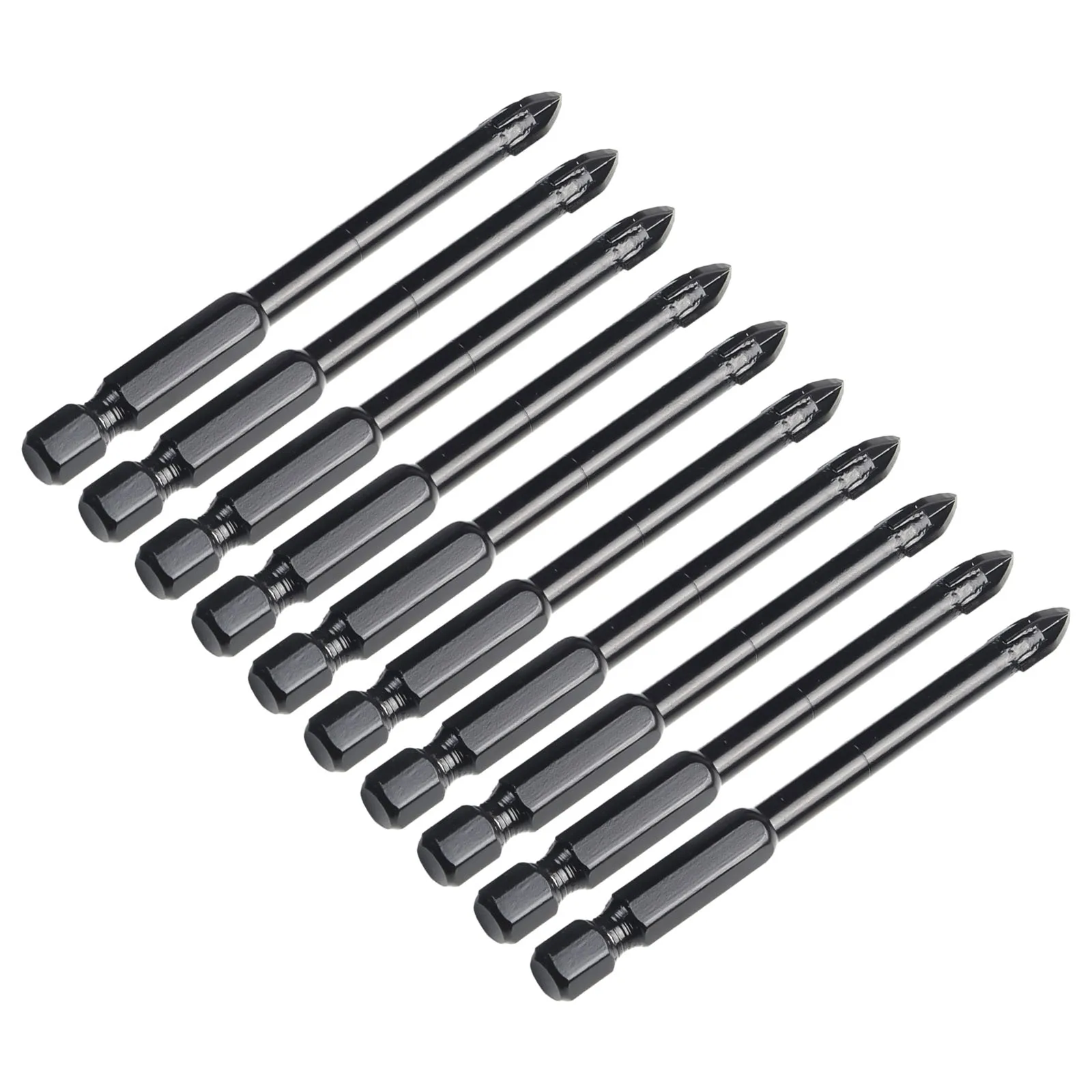 10pc 6mm Tungsten Carbide Cross Spear Head Drill Bit Hex Shank For Tile Porcelain Marble Ceramic Glass Brick Drilling Power Tool