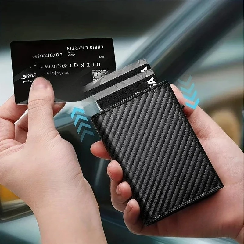 Dompet Pria Pemblokir Kartu Kredit Tempat Uang Dompet Mewah Serat Karbon Tempat Kartu Bank Dompet Koin Dompet Minimalis Kecil