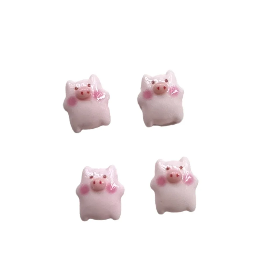 5 buah miniso lucu seri kartun babi merah muda resin kartun cabochons flatback diy bahan kerajinan perhiasan membuat pesona